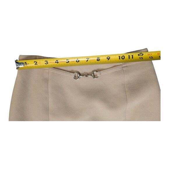 Y2K H&M Horsebit Mini Skirt Khaki Tan 25W Size 2 Office Siren 90s - Picture 4 of 7
